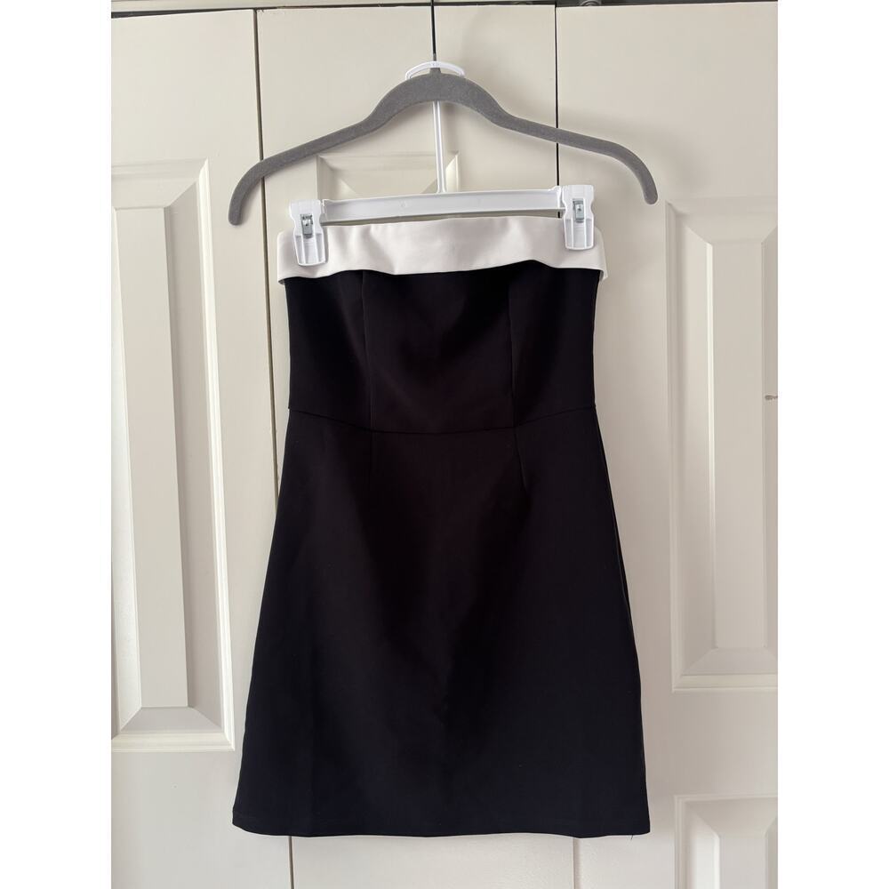 Edikted Strapless Black White Mini Dress XS - Picture 2 of 8